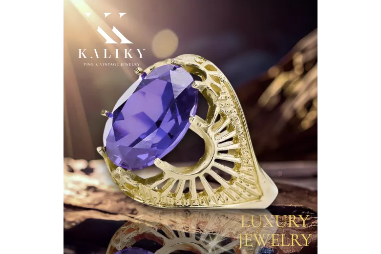  Alexandrit 14k žluté zlato Vintage Jewlery vrc003y